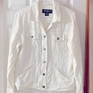 🌷100% Linen🌷Eddie Bauer🌷White Button-down Jacket🌷Size Medium🌷